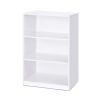 Modern 3-Shelf Bookcase – White Wood Finish with Adjustable Shelves