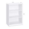 Modern 3-Shelf Bookcase – White Wood Finish with Adjustable Shelves
