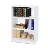 Modern 3-Shelf Bookcase – White Wood Finish with Adjustable Shelves