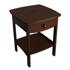 Walnut Accent Table Nightstand with One Drawer & Open Shelf