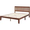 Queen Mission Style Solid Wood Platform Bed with Headboard – Espresso