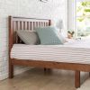 Queen Mission Style Solid Wood Platform Bed with Headboard – Espresso