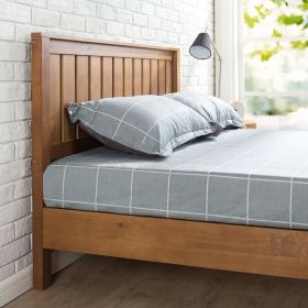 Twin Solid Wood Platform Bed with Headboard – Medium Brown Rustic Pine