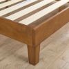 Twin Solid Wood Platform Bed with Headboard – Medium Brown Rustic Pine