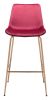 Tony Red & Gold Glam Velvet Barstool with Steel Frame