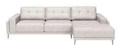 Bliss Modern Genuine Leather Sectional with Steel Legs