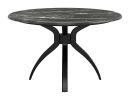 Sumay Black Modern Marble-Look Laminate Dining Table with Solid Wood Base