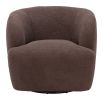 Modern Shearling-Style Swivel Accent Chair - Brown