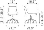 Byron Mid-Century Modern Vinyl Office Chair - Gray