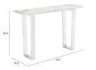 Modern Faux Marble Console Table with Brushed Silver Base