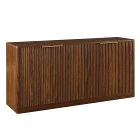Wavy Fluted Storage Cabinet with 6 Doors – Modern Wood Grain