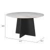 Strela White & Black Modern Marble & Mango Wood Dining Table