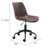 Byron Mid-Century Modern Vinyl Office Chair - Brown