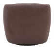 Modern Shearling-Style Swivel Accent Chair - Brown