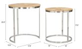 Bari Modern Acacia Wood Coffee Table Set with Steel Frame
