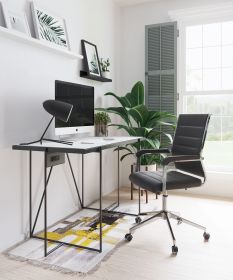 Liderato Mid-Century Modern Vinyl Office Chair - Black