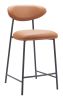 Rorun Brown Modern Vinyl Counter Stool with Steel Frame