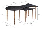 Norden Modern Deco Coffee Table Set with Steel & MDF