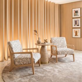 Runa Beige & Natural Modern Polyester Accent Chair