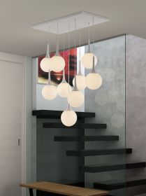 Epsilon Nine-Light Frosted Glass Orb Ceiling Lamp