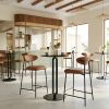 Rorun Brown Modern Vinyl Counter Stool with Steel Frame