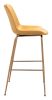 Tony Yellow & Gold Glam Velvet Barstool with Steel Frame