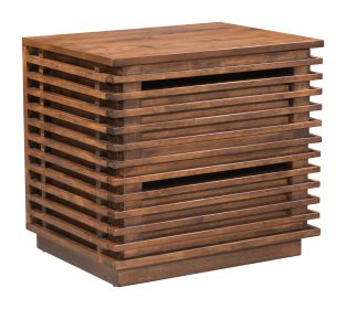 Linea Scandinavian Modern Fir Wood Two-Drawer End Table - Walnut