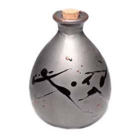 Hand-Painted Ceramic Vase/Jug, Metallic Gray, 5.9"H
