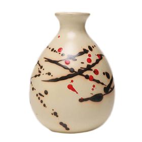 Hand-Painted Ceramic Vase, Beige, 5.9"H
