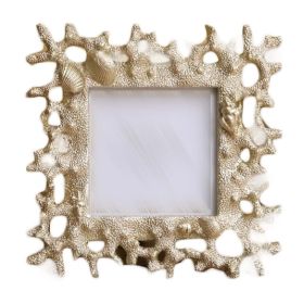 Mediterranean-Style 3x4" Coral Picture Frame, Golden