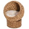 20" Natural Braided Banana Leaf Cat Bed with Cushion