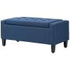 Button-Tufted Storage Ottoman with Lift Top, Dark Blue