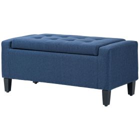 Button-Tufted Storage Ottoman with Lift Top, Dark Blue