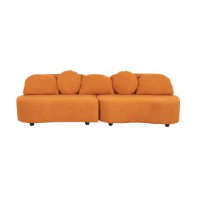 2102 Hermes Orange Teddy Velvet Sofa, Left Side
