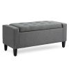 Linen Storage Ottoman with Lift-Top Design, Gray