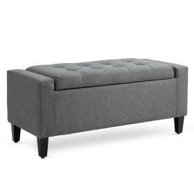 Linen Storage Ottoman with Lift-Top Design, Gray