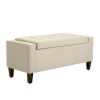 Button-Tufted Storage Ottoman with Lift Top, Beige