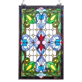 Tiffany-Style Stained-Glass Window Panel, 17 x 29"