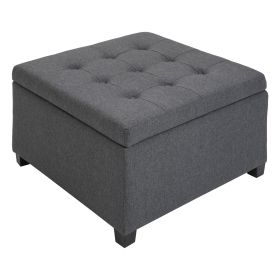 Tufted Fabric Storage Ottoman with Lift Top & Rubberwood Frame