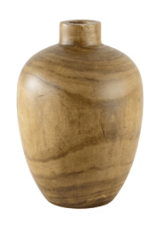 Ceramic Vase with Wood Finish, Brown, 12"