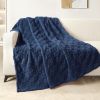 Super-Soft Checkered Fleece Throw, Navy Blue, 50x60"
