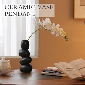 Cobblestone-Shaped Ceramic Vase, Black, 9.84"H