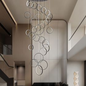 Modern 30-Ring High-Ceiling LED Chandelier