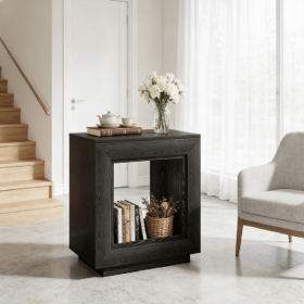 Modern Wood End Table, Black
