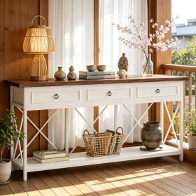 Modern 3-Drawer Sofa/Console Table with Storage Shelf