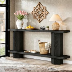 Modern Black 2-Tier Sofa/Console Table, 71"