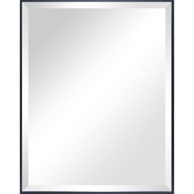 Modern Black Beveled Rectangular Wall Mirror, 23x29"