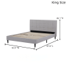 Eowynne Modern King-Size Upholstered Bed, Soft Light Grey