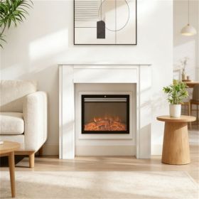 Modern Freestanding Fireplace Mantel, White