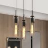 Set of 3 Modern Glass Adjustable Pendant Lights, Black (Bulbs Not Included)